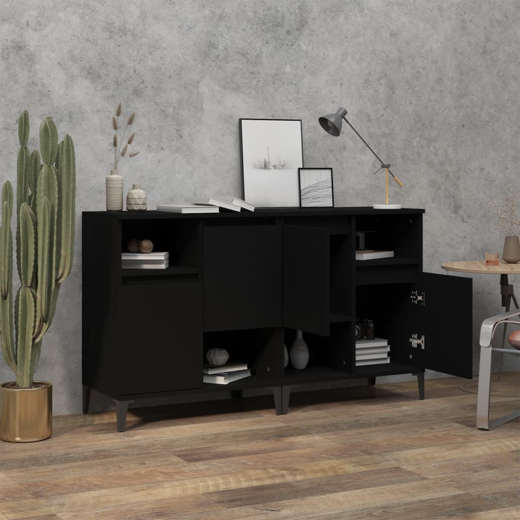 vidaXL Sideboards 2 pcs Black 60x35x70 cm Engineered Wood