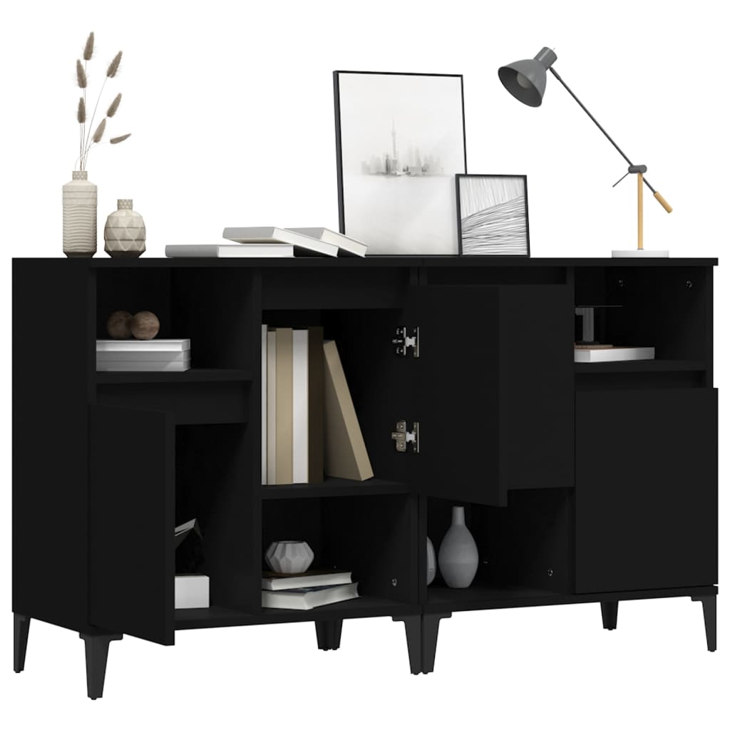 vidaXL Sideboards 2 pcs Black 60x35x70 cm Engineered Wood