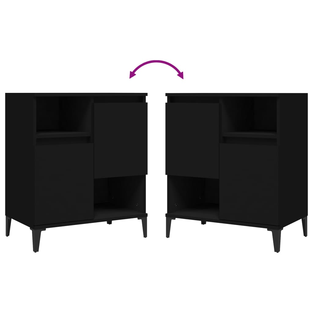 vidaXL Sideboards 2 pcs Black 60x35x70 cm Engineered Wood