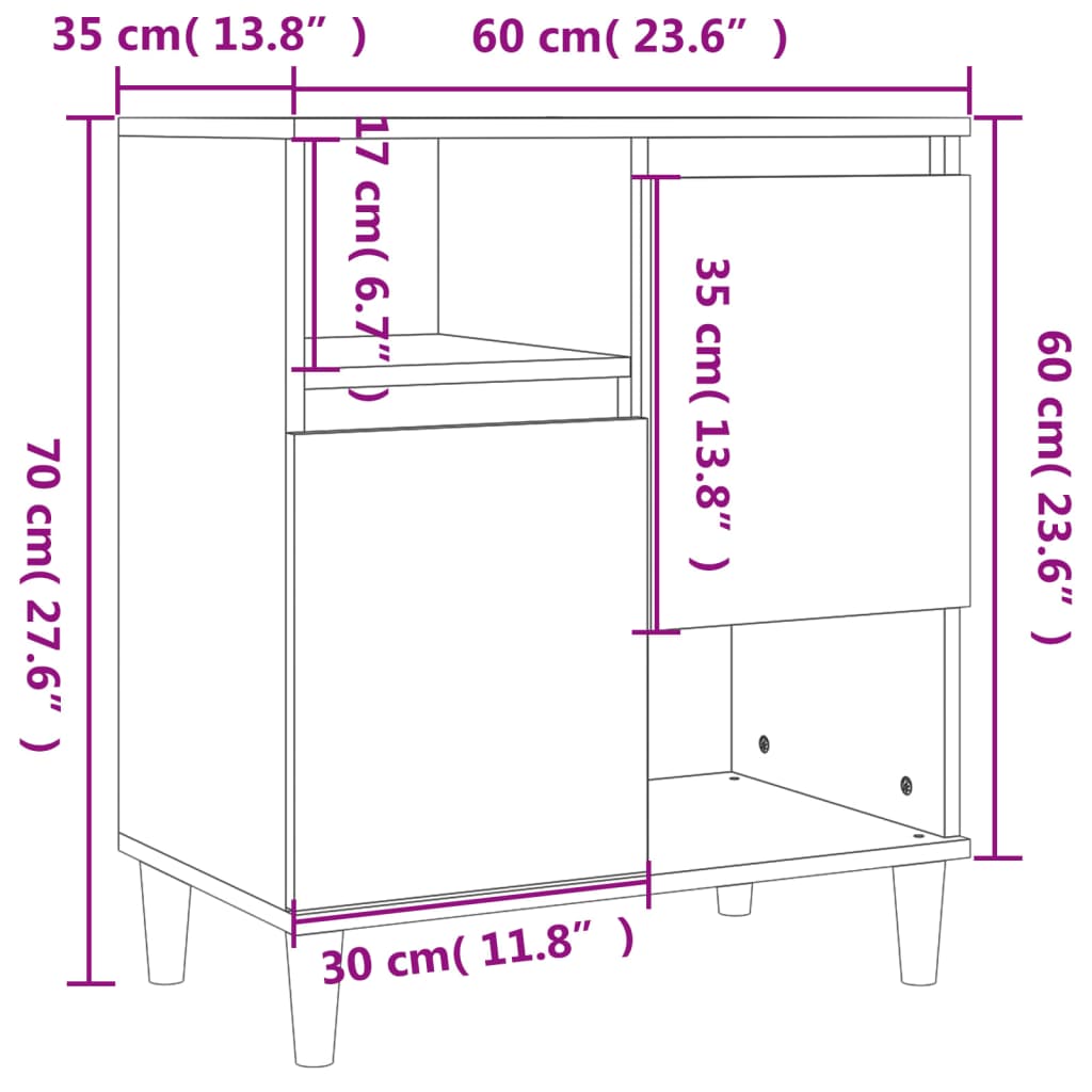 Sideboards 3 pcs White 60x35x70 cm Engineered Wood