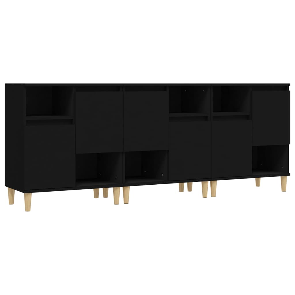 vidaXL Sideboards 3 pcs Black 60x35x70 cm Engineered Wood