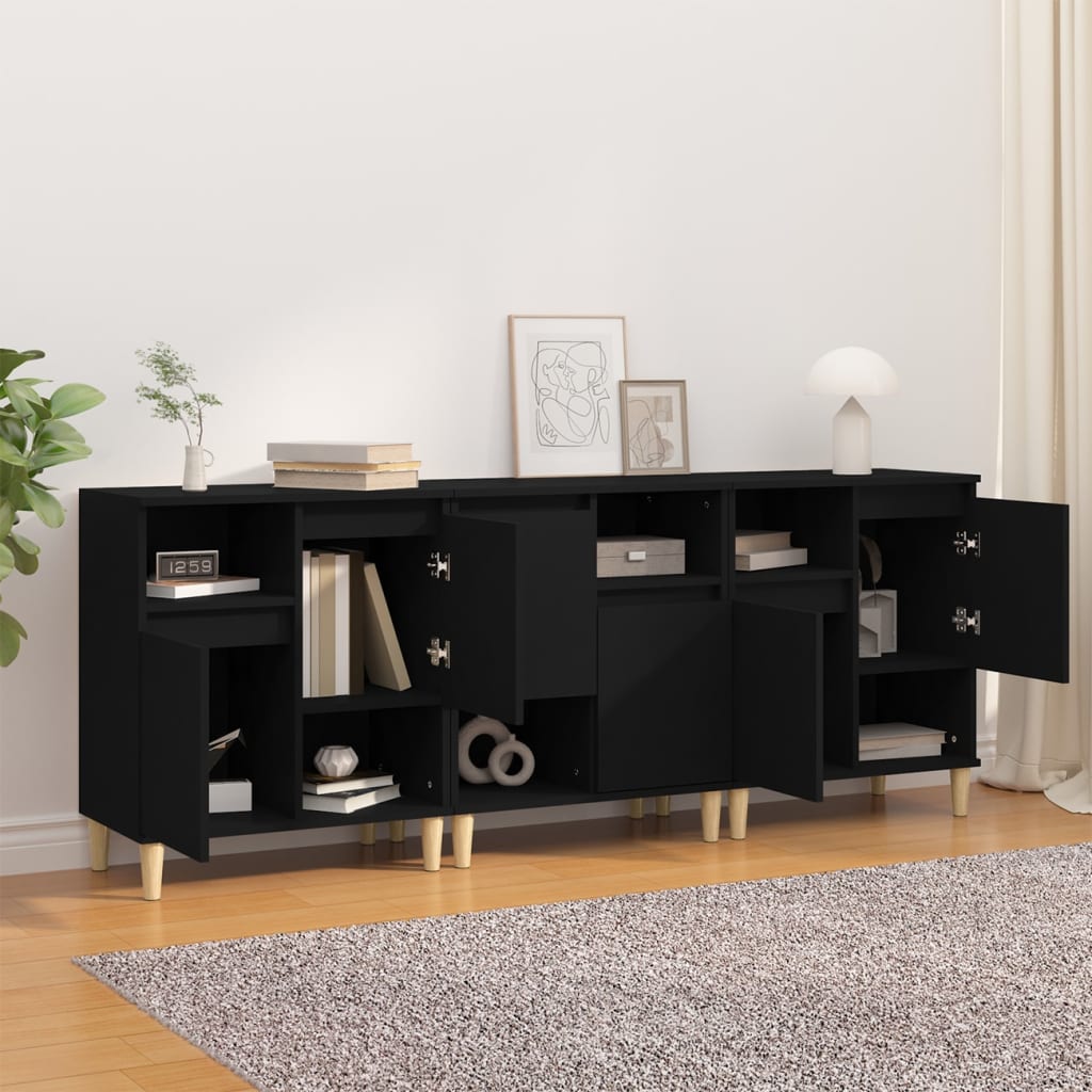 vidaXL Sideboards 3 pcs Black 60x35x70 cm Engineered Wood