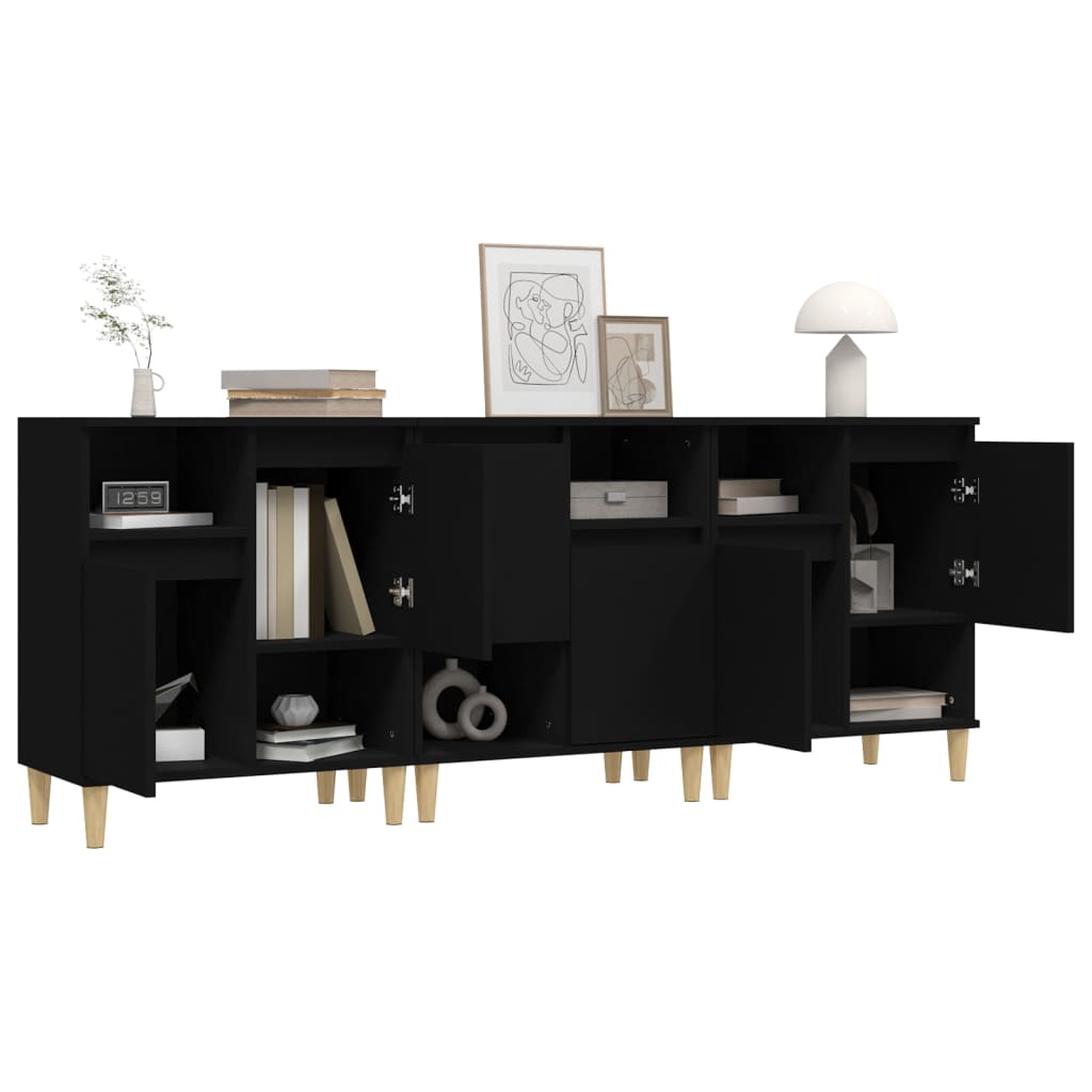 vidaXL Sideboards 3 pcs Black 60x35x70 cm Engineered Wood