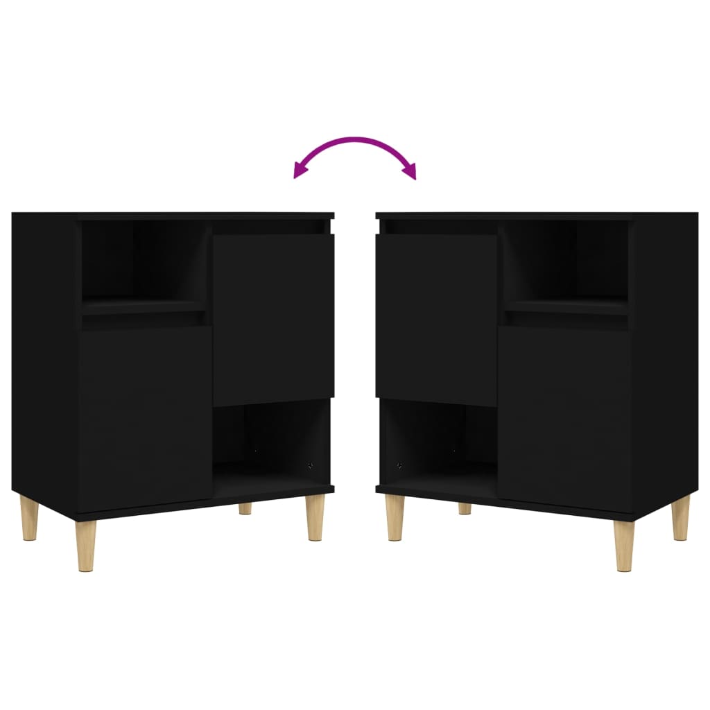 vidaXL Sideboards 3 pcs Black 60x35x70 cm Engineered Wood