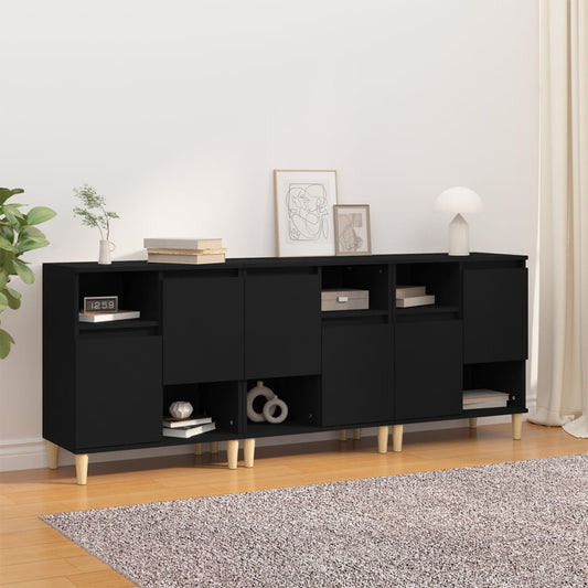 vidaXL Sideboards 3 pcs Black 60x35x70 cm Engineered Wood