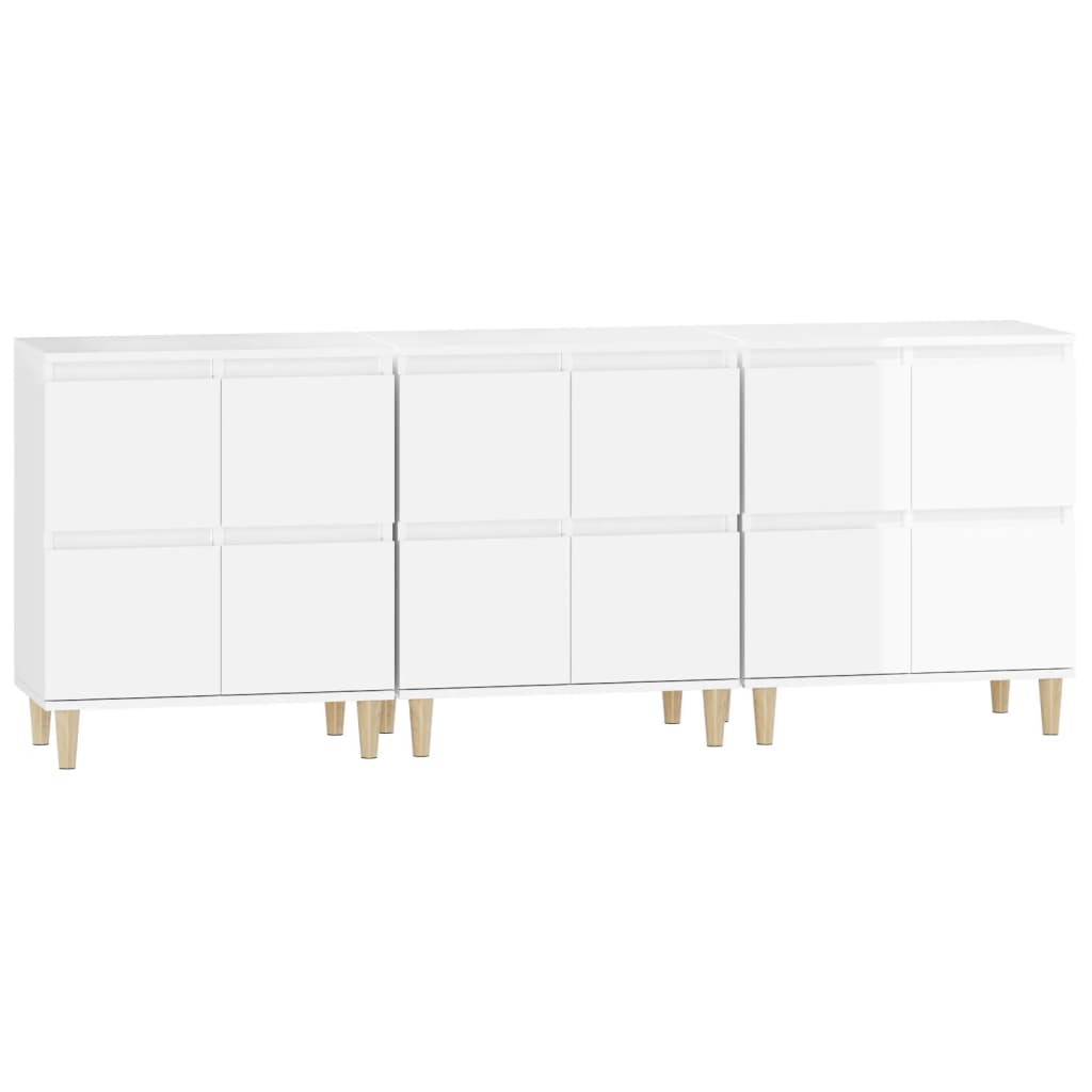 vidaXL Sideboards 3 pcs High Gloss White 60x35x70 cm Engineered Wood