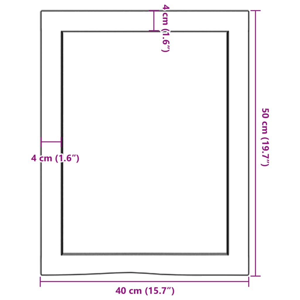 vidaXL Bathroom Countertop 40x50x(2-6) cm Untreated Solid Wood