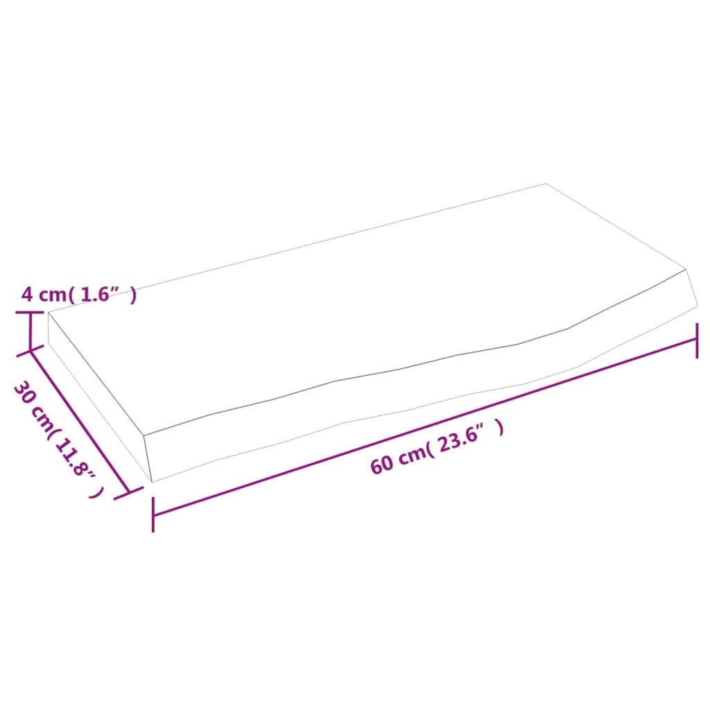 vidaXL Bathroom Countertop 60x30x(2-4) cm Untreated Solid Wood