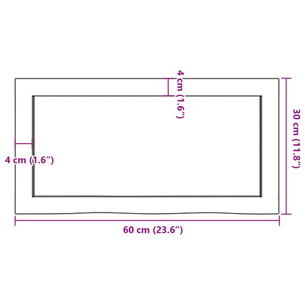 vidaXL Bathroom Countertop 60x30x(2-4) cm Untreated Solid Wood