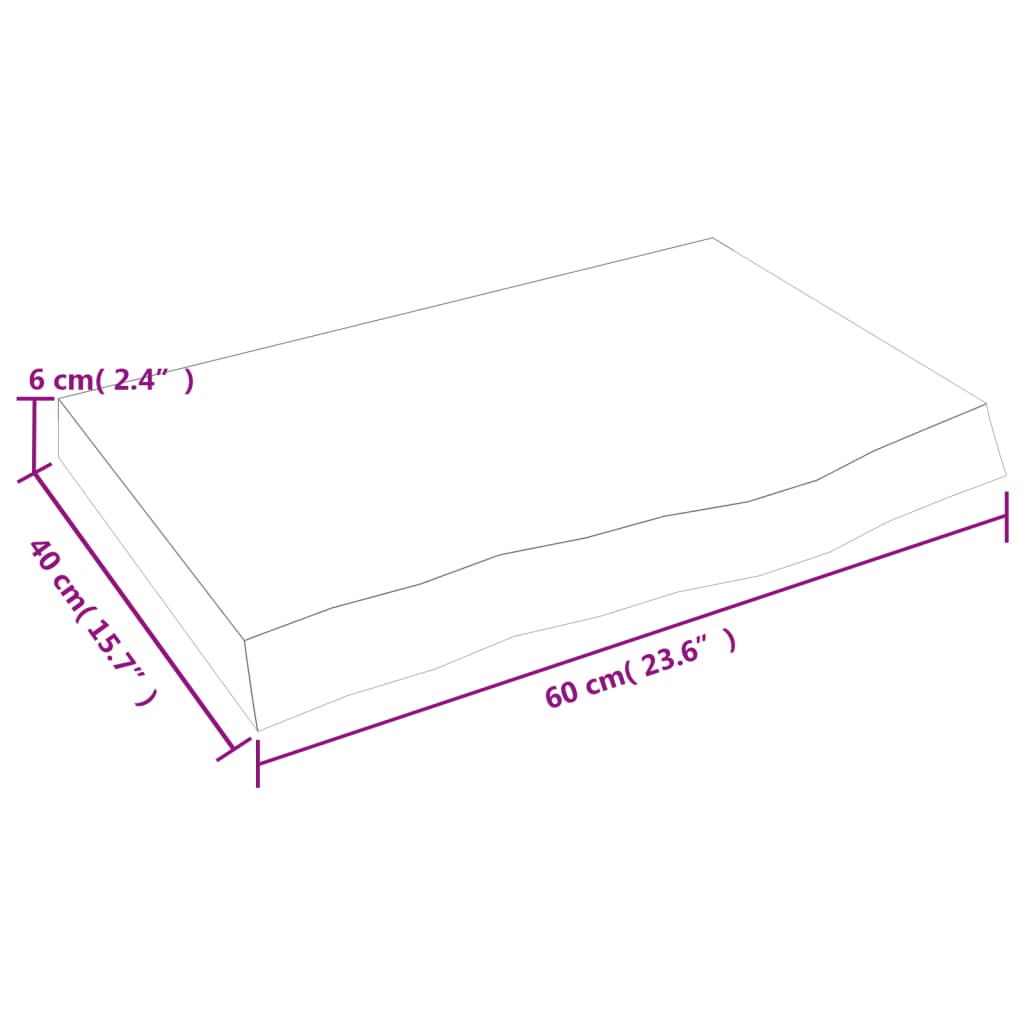 Bathroom Countertop 60x40x(2-6) cm Untreated Solid Wood
