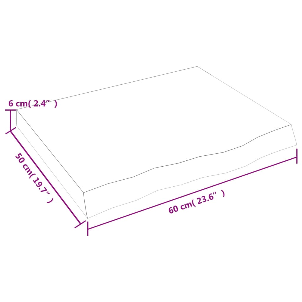 vidaXL Bathroom Countertop 60x50x(2-6) cm Untreated Solid Wood