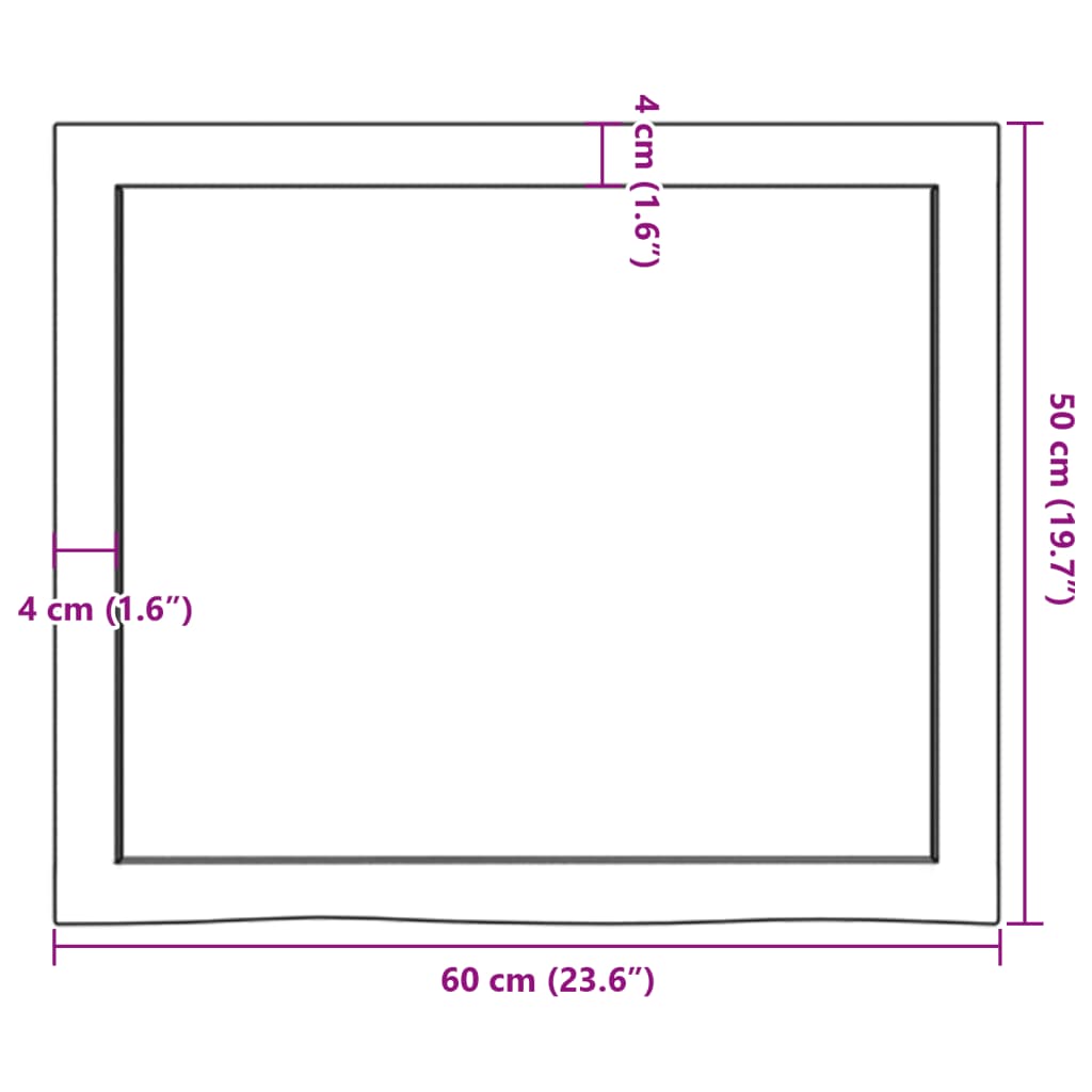 vidaXL Bathroom Countertop 60x50x(2-6) cm Untreated Solid Wood