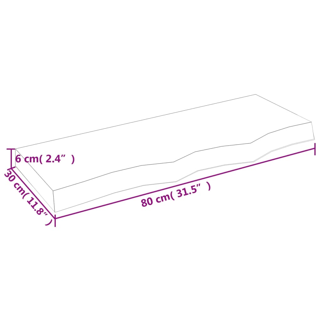 vidaXL Bathroom Countertop 80x30x(2-6) cm Untreated Solid Wood