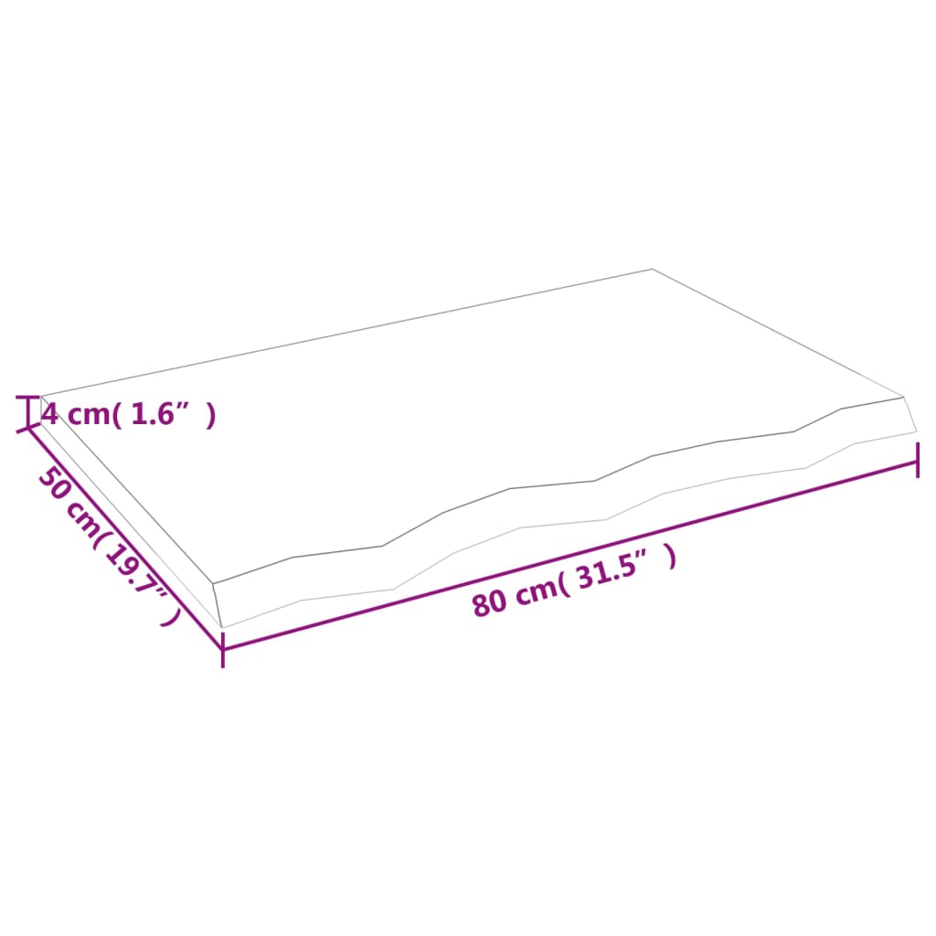 vidaXL Bathroom Countertop 80x50x(2-4) cm Untreated Solid Wood