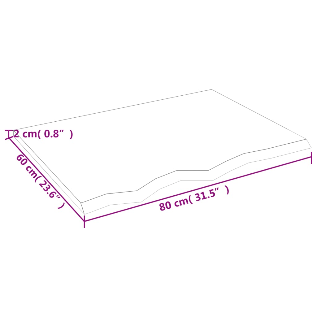 vidaXL Bathroom Countertop 80x60x2 cm Untreated Solid Wood