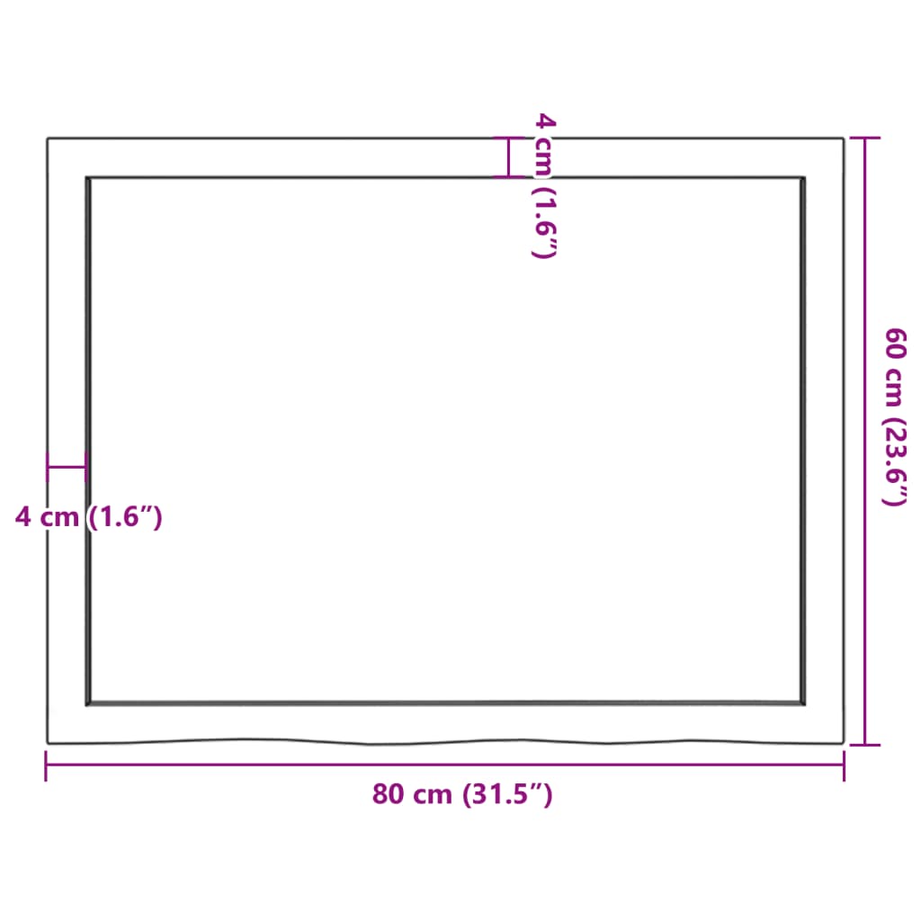 vidaXL Bathroom Countertop 80x60x(2-4) cm Untreated Solid Wood