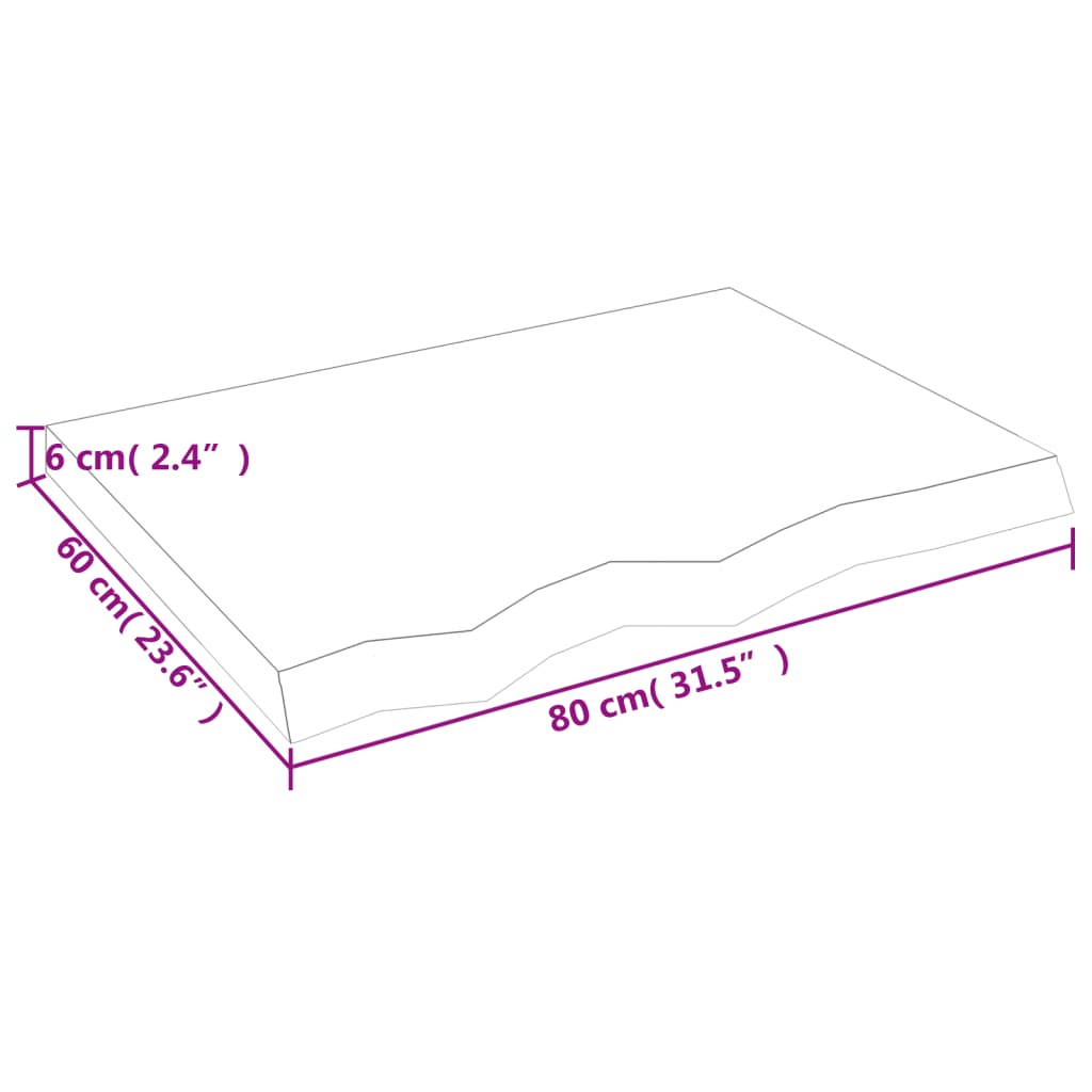 vidaXL Bathroom Countertop 80x60x(2-6) cm Untreated Solid Wood