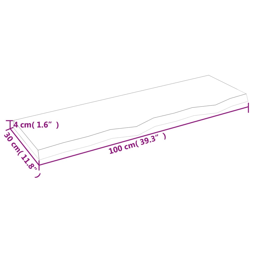 vidaXL Bathroom Countertop 100x30x(2-4) cm Untreated Solid Wood