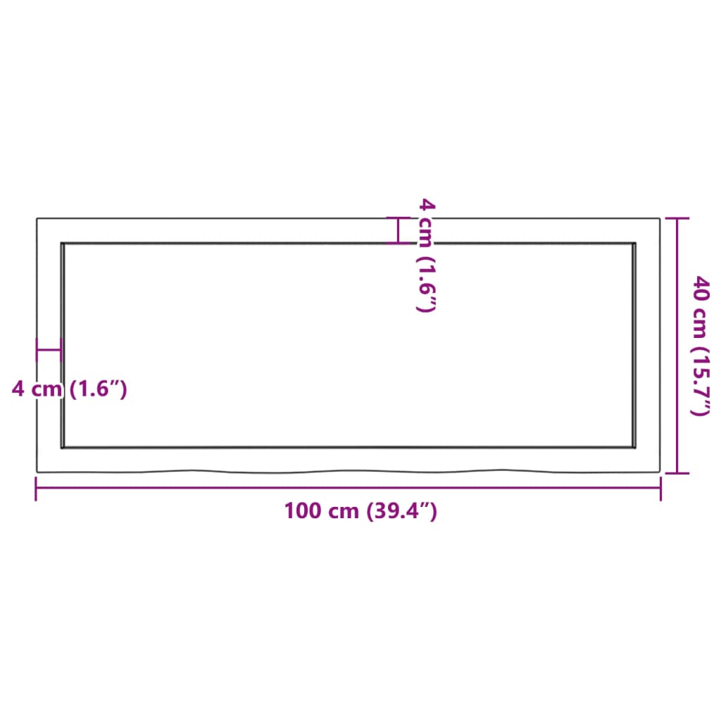 vidaXL Bathroom Countertop 100x40x(2-6) cm Untreated Solid Wood