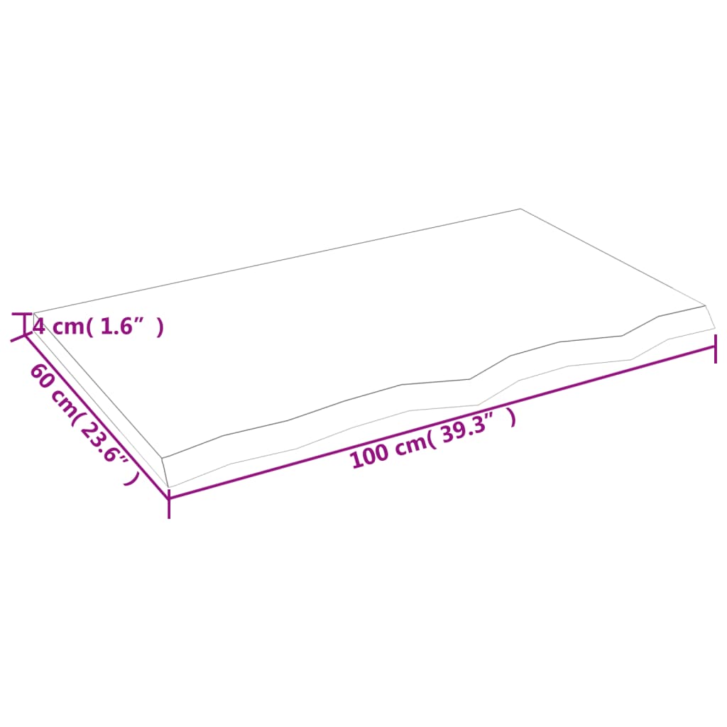 vidaXL Bathroom Countertop 100x60x(2-4) cm Untreated Solid Wood