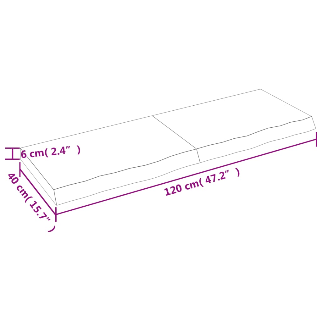 vidaXL Bathroom Countertop 120x40x(2-6) cm Untreated Solid Wood