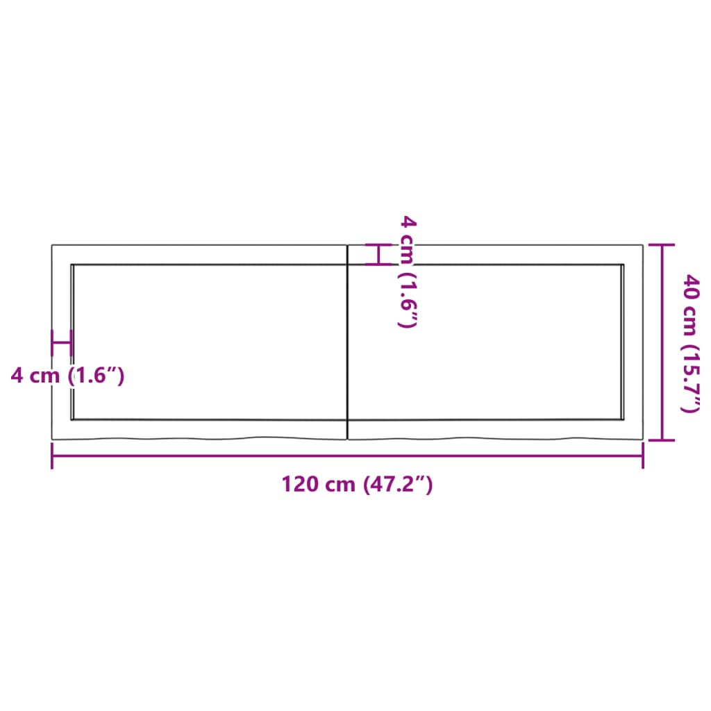 vidaXL Bathroom Countertop 120x40x(2-6) cm Untreated Solid Wood