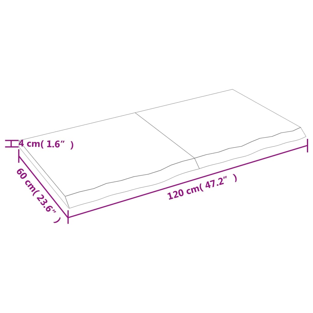 vidaXL Bathroom Countertop 120x60x(2-4) cm Untreated Solid Wood