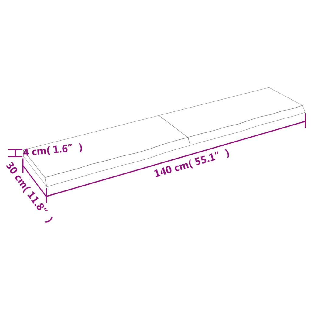 vidaXL Bathroom Countertop 140x30x(2-4) cm Untreated Solid Wood