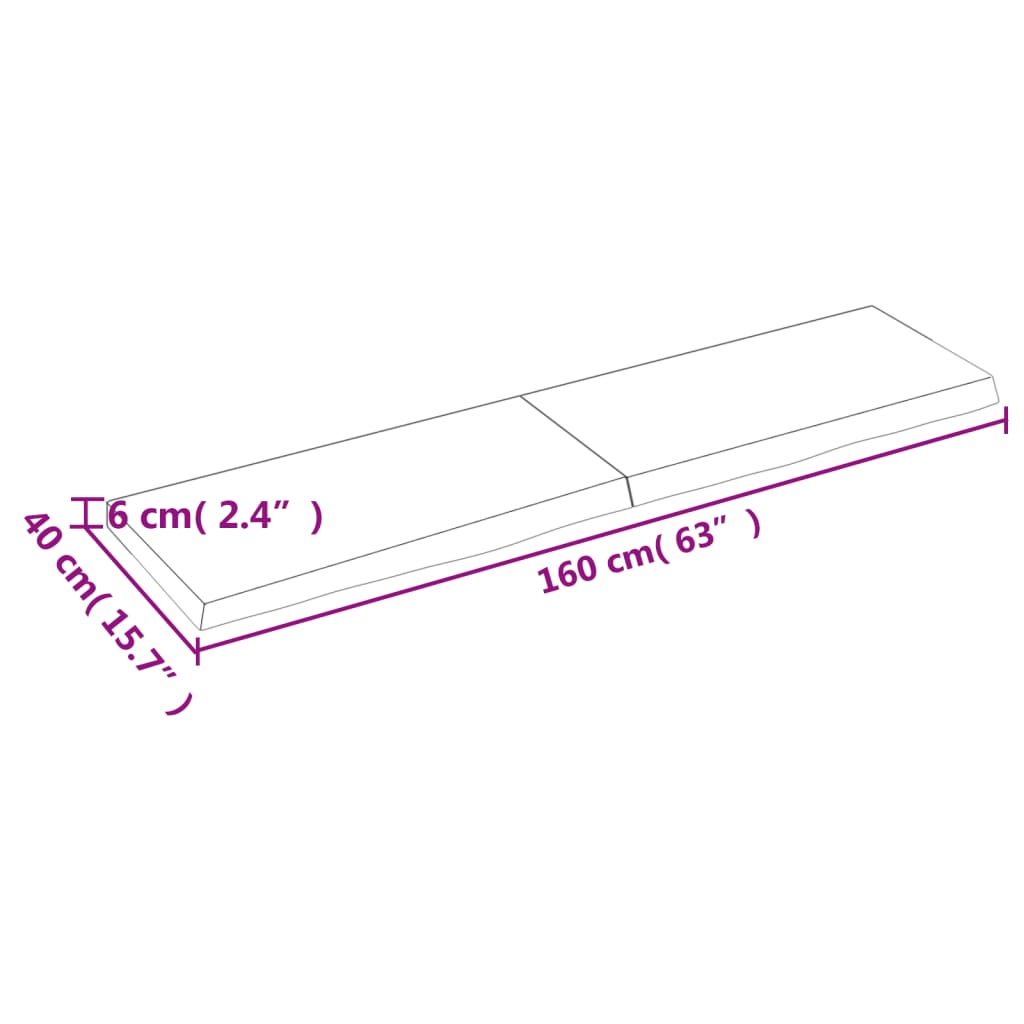 vidaXL Bathroom Countertop 160x40x(2-6) cm Untreated Solid Wood