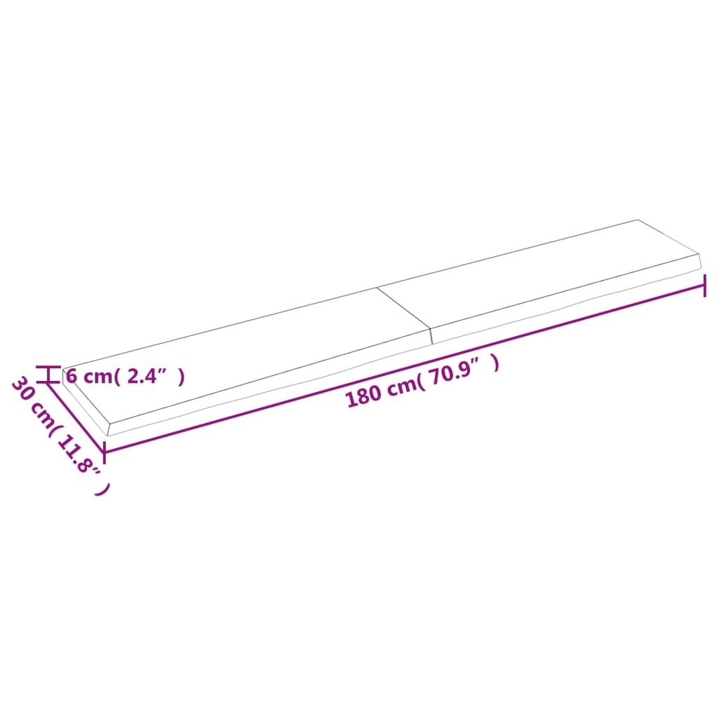 vidaXL Bathroom Countertop 180x30x(2-6) cm Untreated Solid Wood