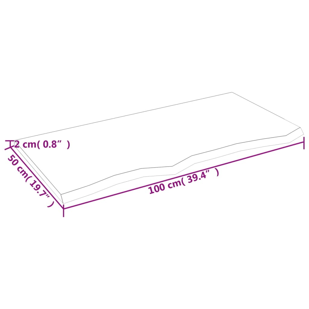 vidaXL Bathroom Countertop Light Brown 100x50x2 cm Treated Solid Wood