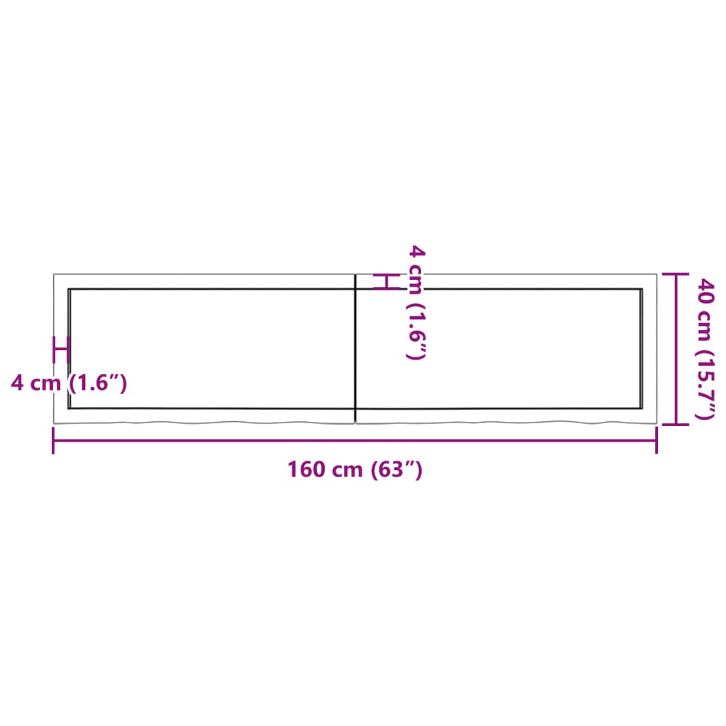 vidaXL Bathroom Countertop Light Brown 160x40x(2-6)cm Treated Solid Wood