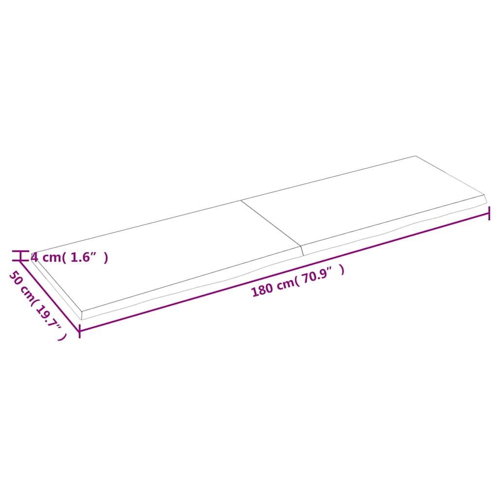 Bathroom Countertop Light Brown 180x50x(2-4)cm Treated Solid Wood