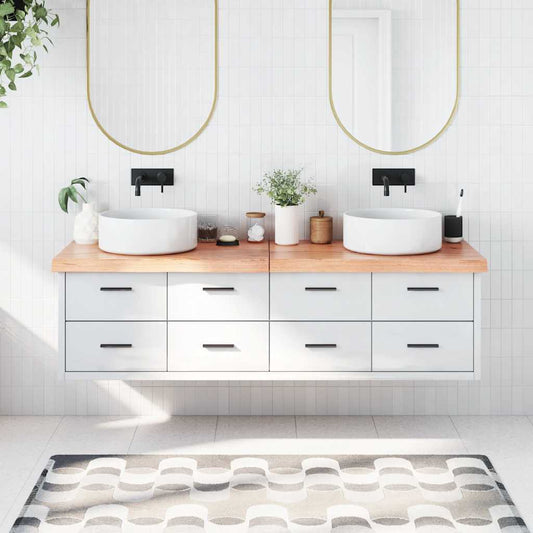 Bathroom Countertop Light Brown 180x50x(2-6)cm Treated Solid Wood