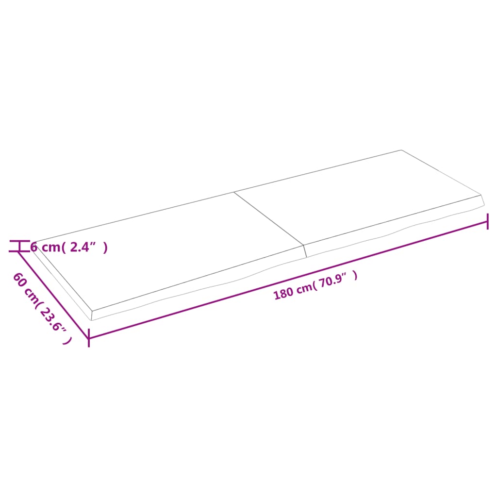 vidaXL Bathroom Countertop Light Brown 180x60x(2-6)cm Treated Solid Wood