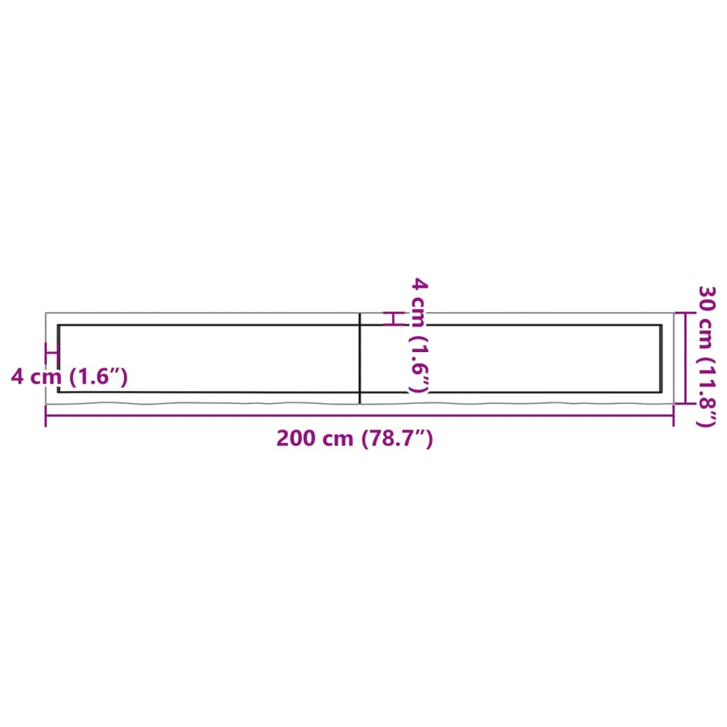 vidaXL Bathroom Countertop Light Brown 200x30x(2-4)cm Treated Solid Wood