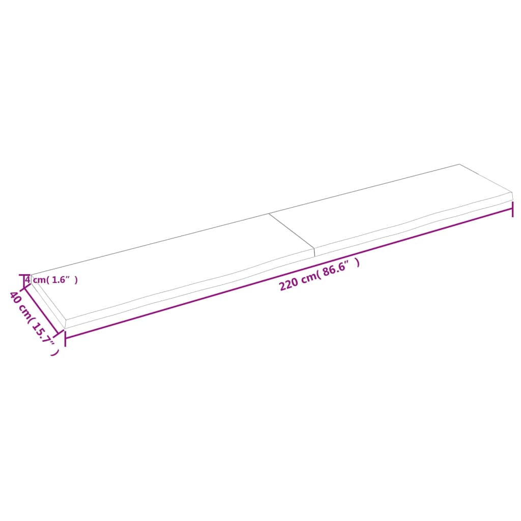 vidaXL Bathroom Countertop Light Brown 220x40x(2-4)cm Treated Solid Wood