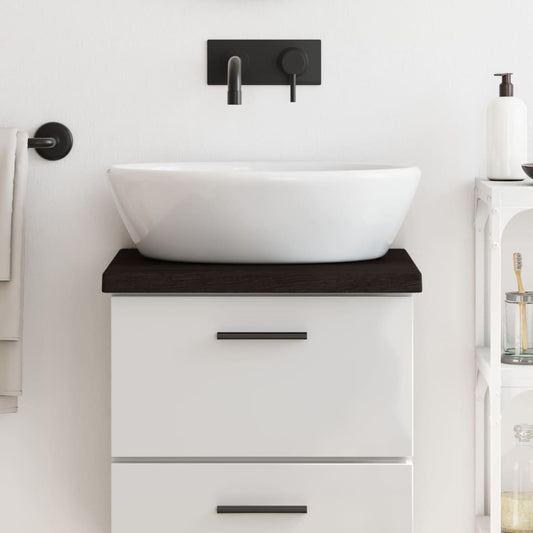 Bathroom Countertop Dark Brown 40x40x(2-4) cm Treated Solid Wood