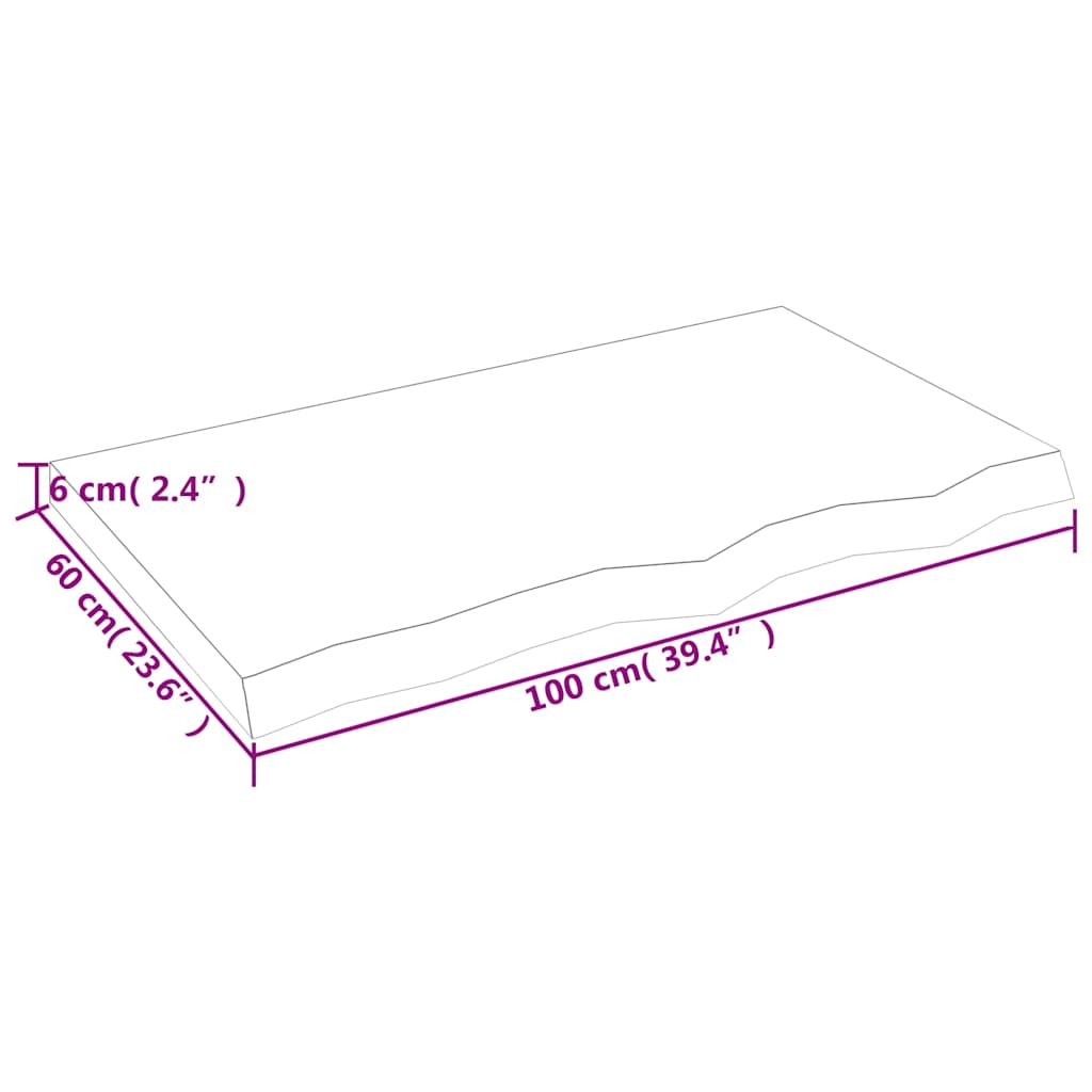 Bathroom Countertop Dark Brown 100x60x(2-6) cm Treated Solid Wood