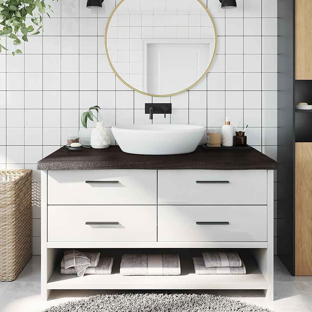 Bathroom Countertop Dark Brown 100x60x(2-6) cm Treated Solid Wood