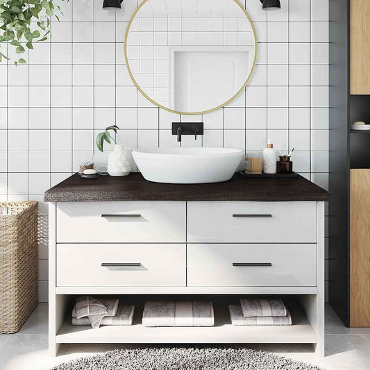 Bathroom Countertop Dark Brown 100x60x(2-6) cm Treated Solid Wood