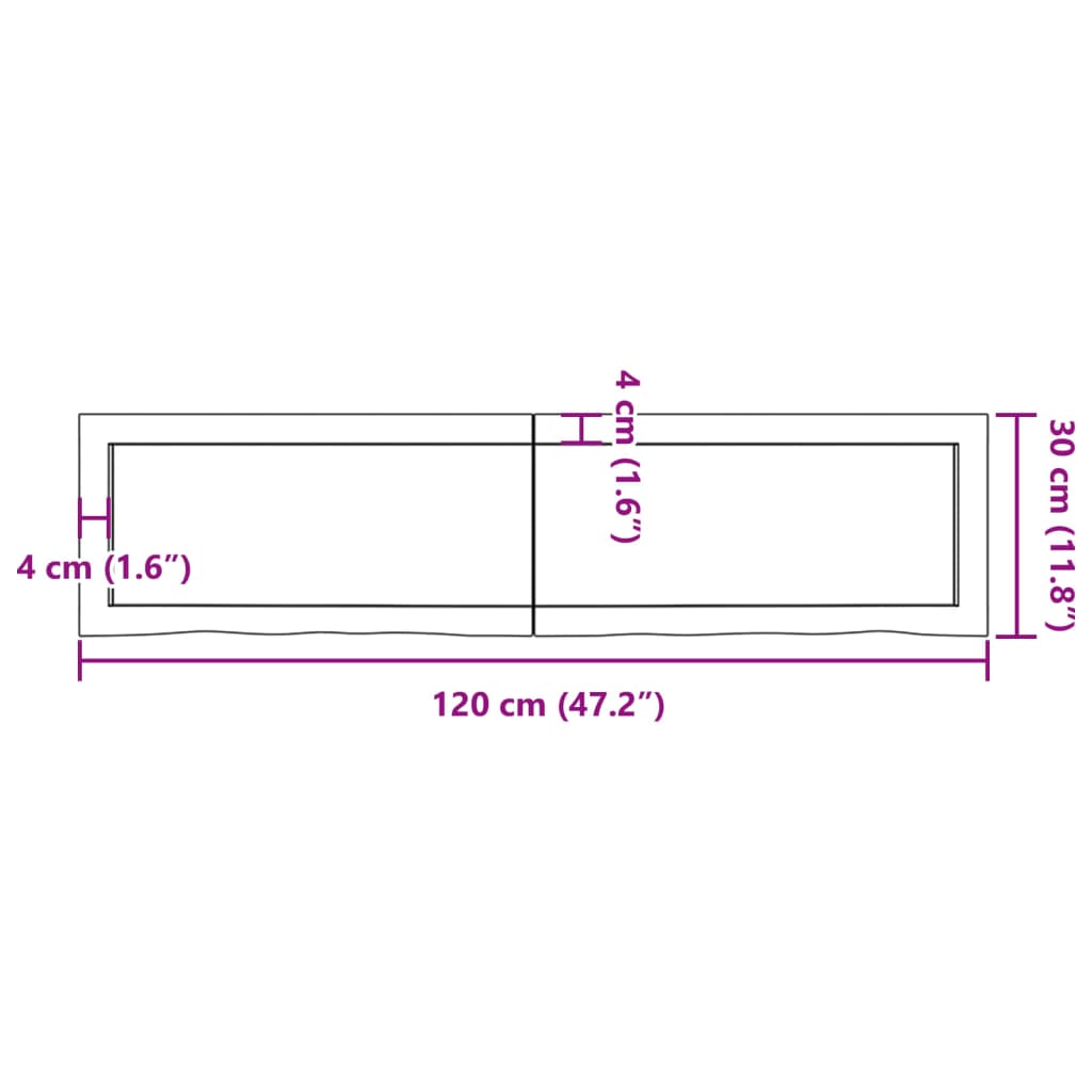 vidaXL Bathroom Countertop Dark Brown 120x30x(2-4) cm Treated Solid Wood