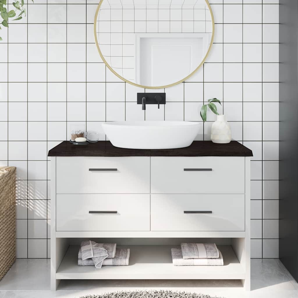 Bathroom Countertop Dark Brown 120x60x(2-4) cm Treated Solid Wood