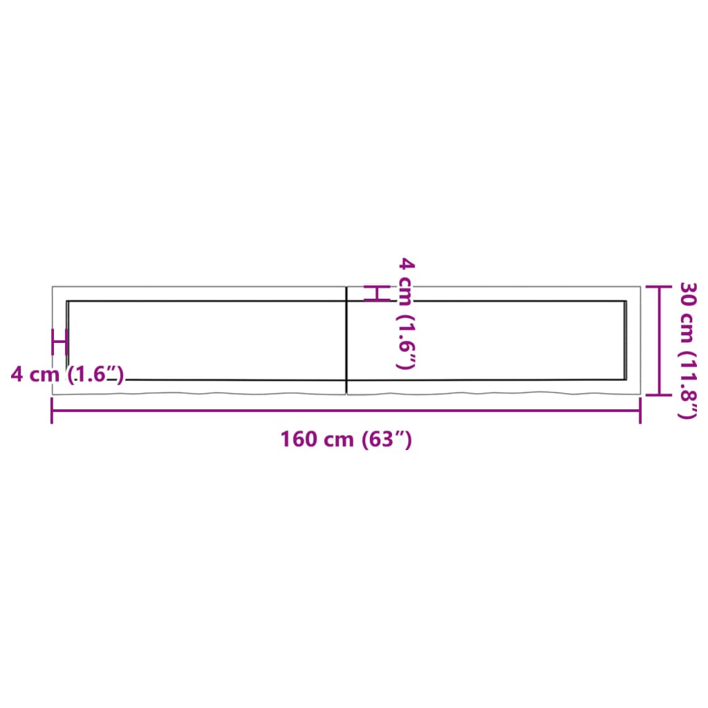 vidaXL Bathroom Countertop Dark Brown 160x30x(2-4) cm Treated Solid Wood