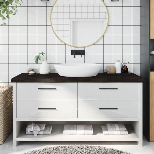Bathroom Countertop Dark Brown 160x60x(2-6) cm Treated Solid Wood