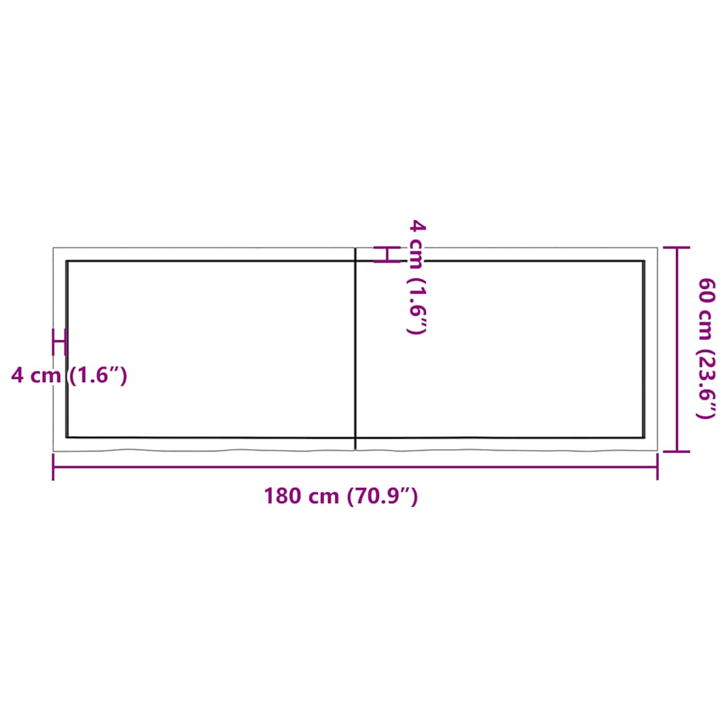 Bathroom Countertop Dark Brown 180x60x(2-6) cm Treated Solid Wood