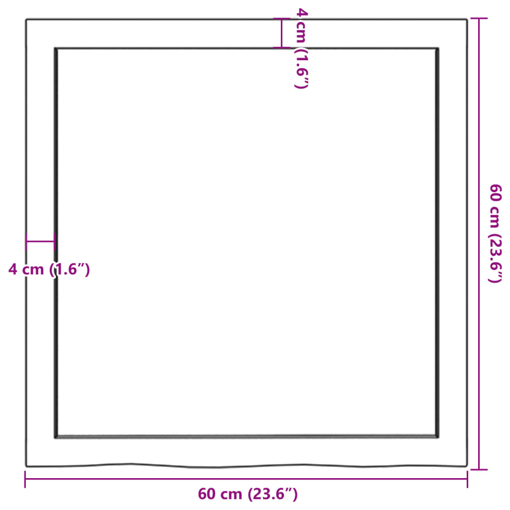 vidaXL Table Top 60x60x(2-6) cm Untreated Solid Wood Oak