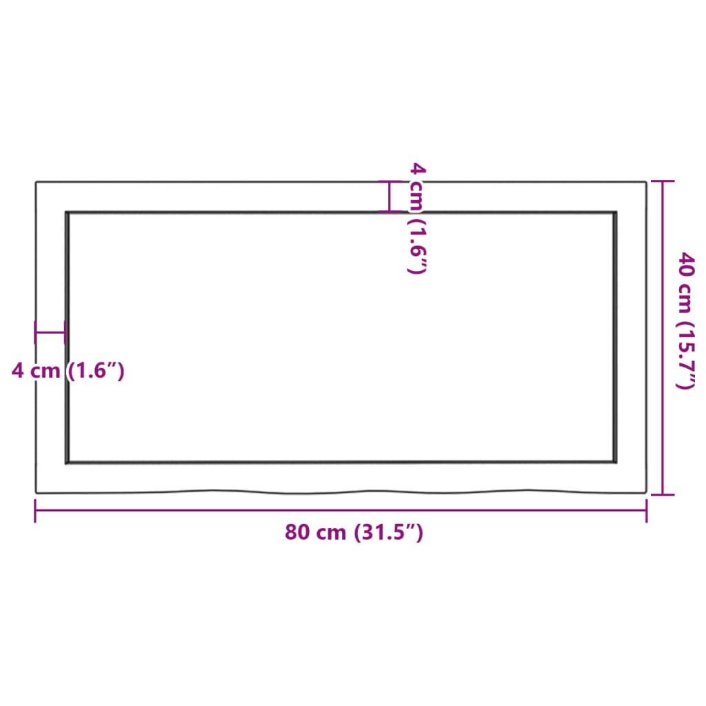 Table Top 80x40x(2-4) cm Untreated Solid Wood Oak