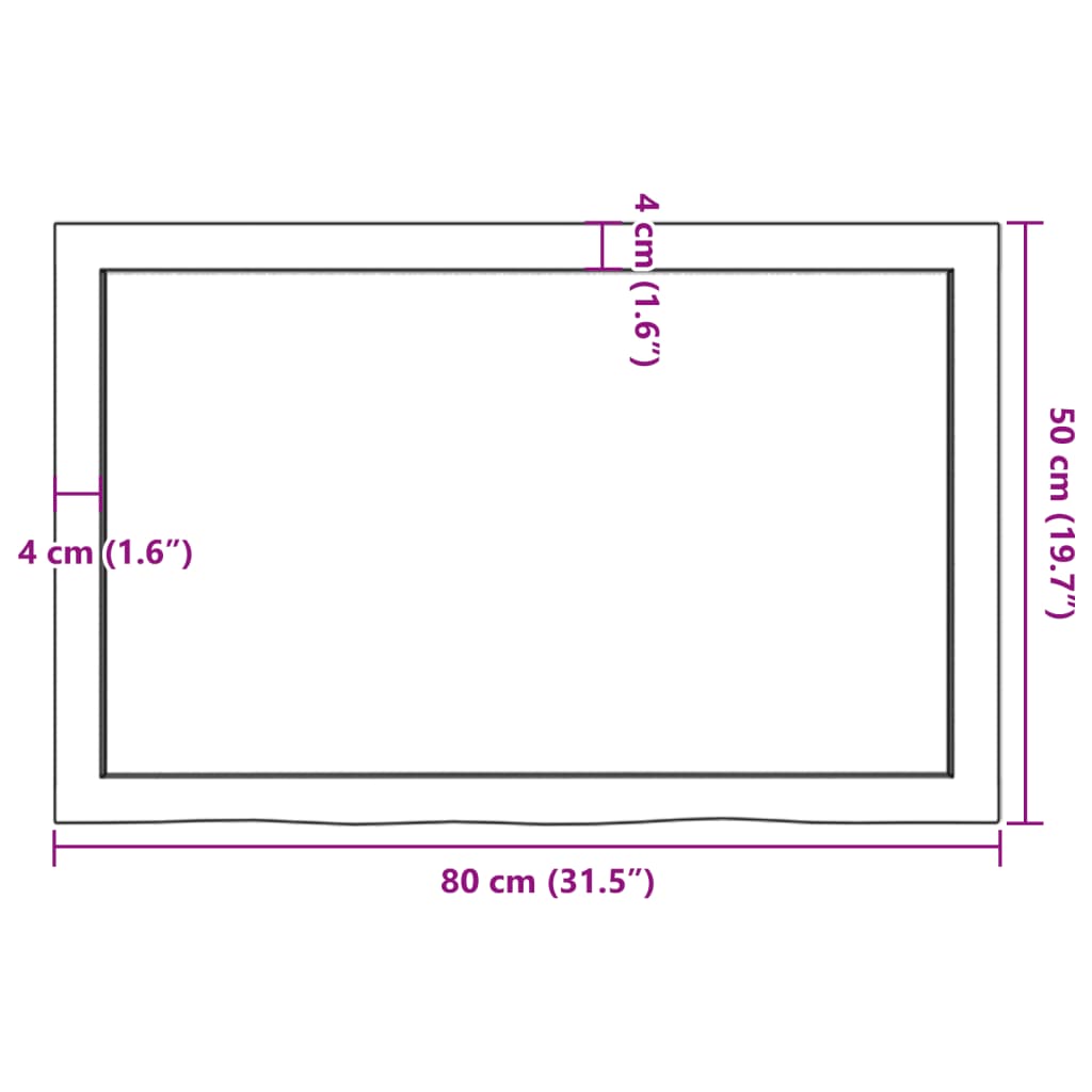 vidaXL Table Top 80x50x(2-4) cm Untreated Solid Wood Oak