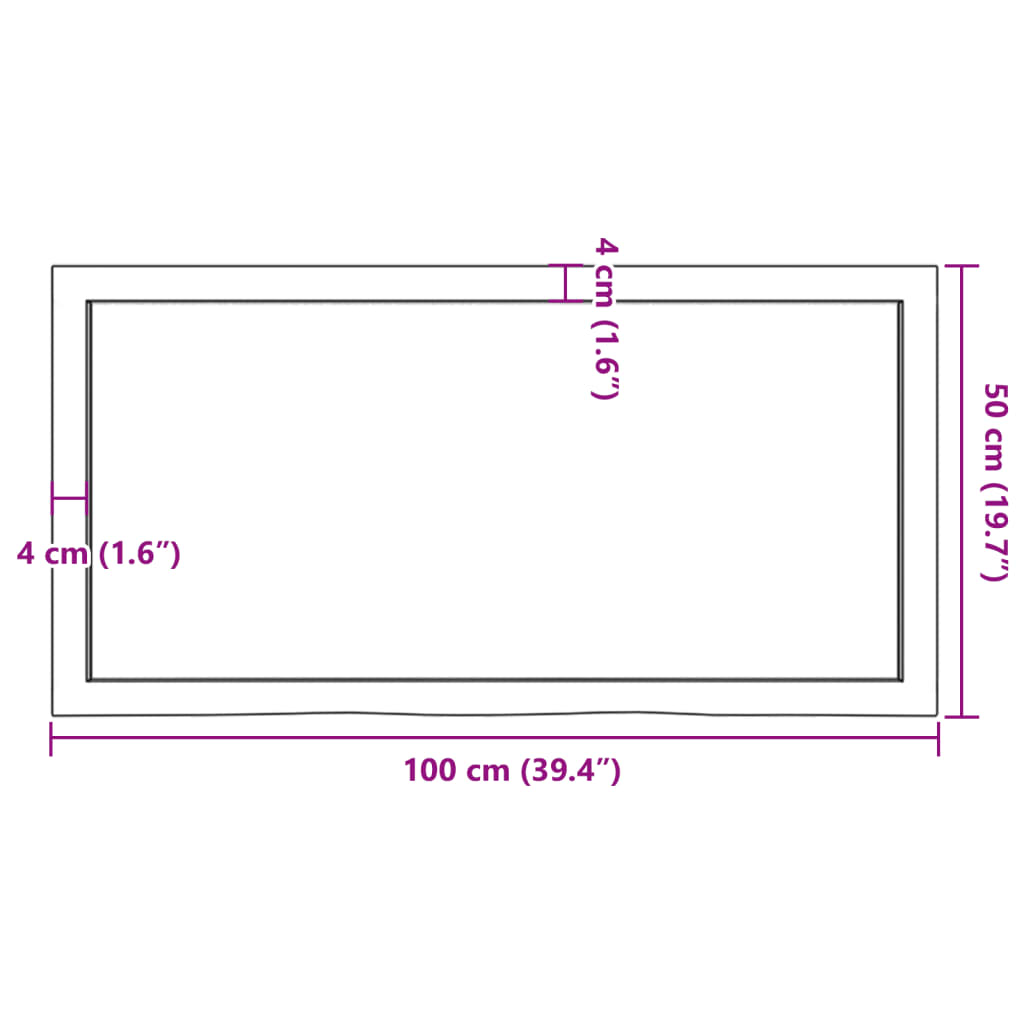 Table Top 100x50x(2-6) cm Untreated Solid Wood Oak